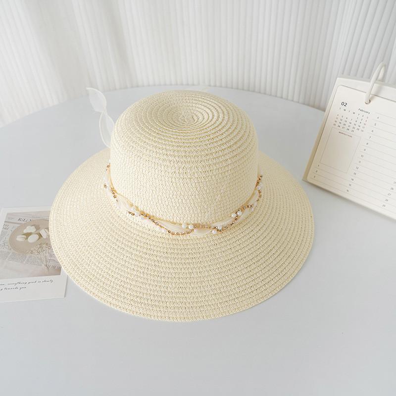 

Breathable Wide Brim Sun Hat With Butterfly Bow Ribbon For Ladies Sun Protection білий