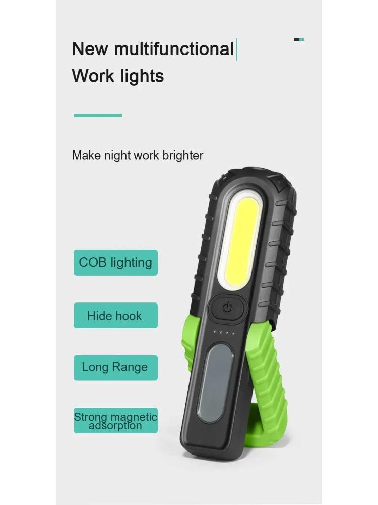 USB Rechargeable Flashlight Waterproof COB Torch Working Light Portable Powerful Lanterns For Outdoor Repair Home Camping Hiking