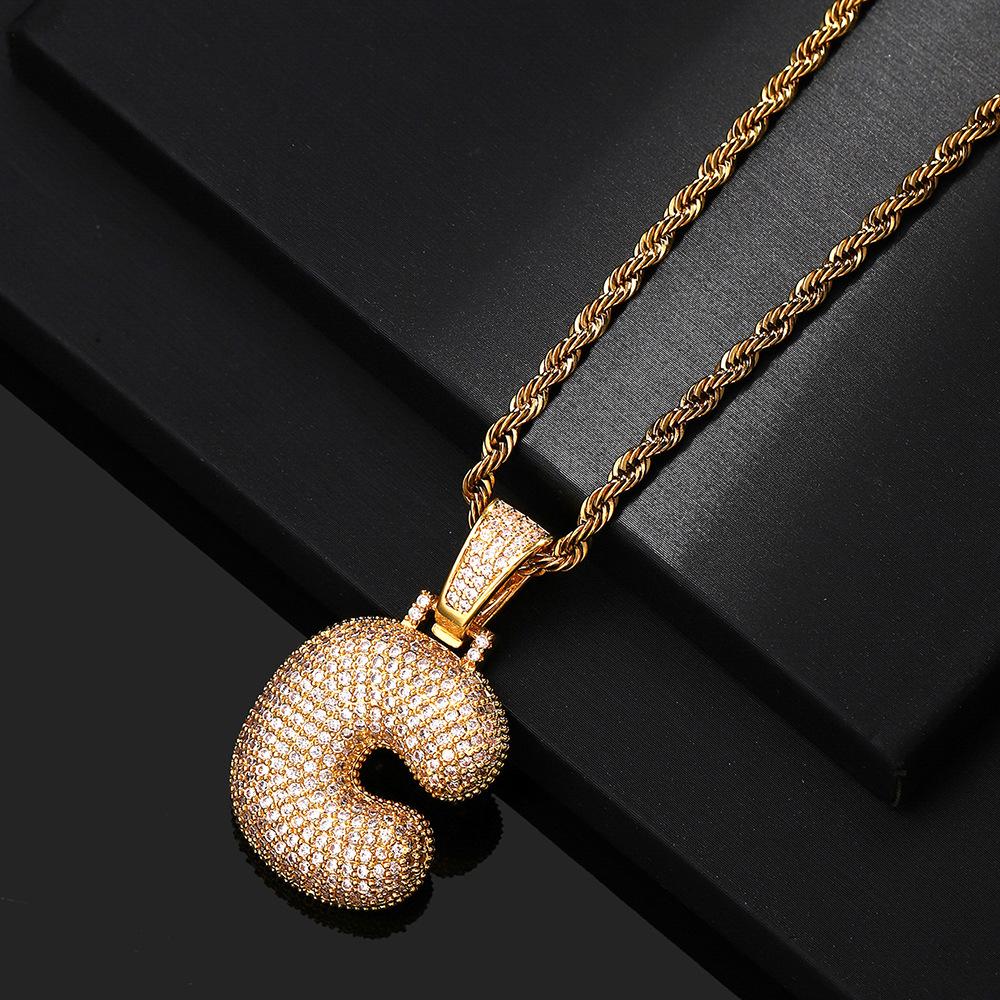 Hip Hop 26 English Letter Pendant Rap Simple Fat Letter Pendant Unisex Necklace