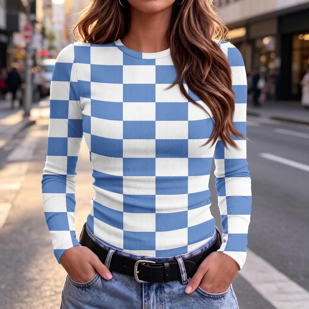Women's Slim Fit Long Sleeve Round Neck T-Shirt Casual Basic Top for Everyday Wear