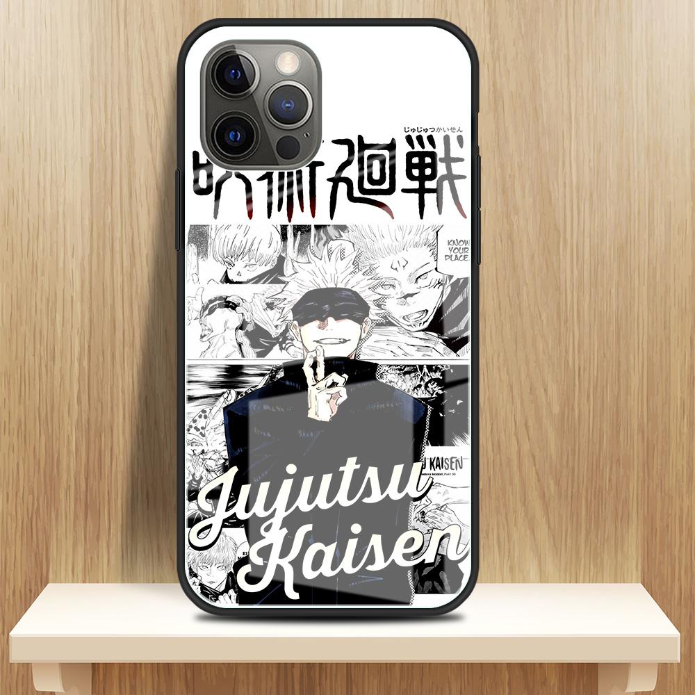 Tempered Glass Case Apple iPhone 13 12 Mini 11 Pro Max XR XS SE 2020 7 8 Plus 6 6S X Phone Cover Back Shell Anime Jujutsu Kaisen