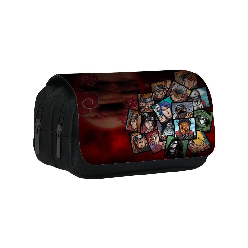 Naruto Shinobi Printed Twin Compartment Pen Pouch With Waterresistant Nylon For Students