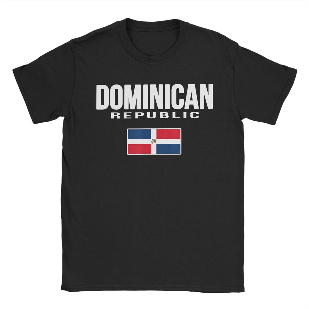 Vintage T-shirt Sommar DR Dominikanska Republikens Flagga República Dominicana Souvenir T-shirts för Unisex Större Storlekar Kortärmade T-shirts