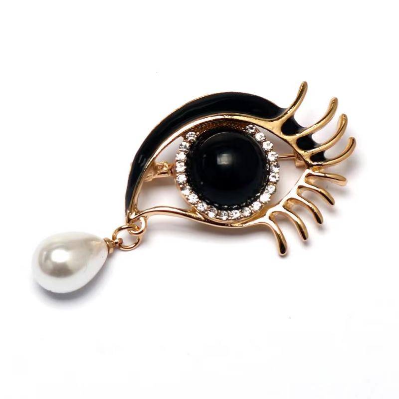

Броши для женщин Стразы Эмалевые глаза Офисные Повседневные Броши Булавки Подарки Каплевидные Кристальные глаза one size чёрный