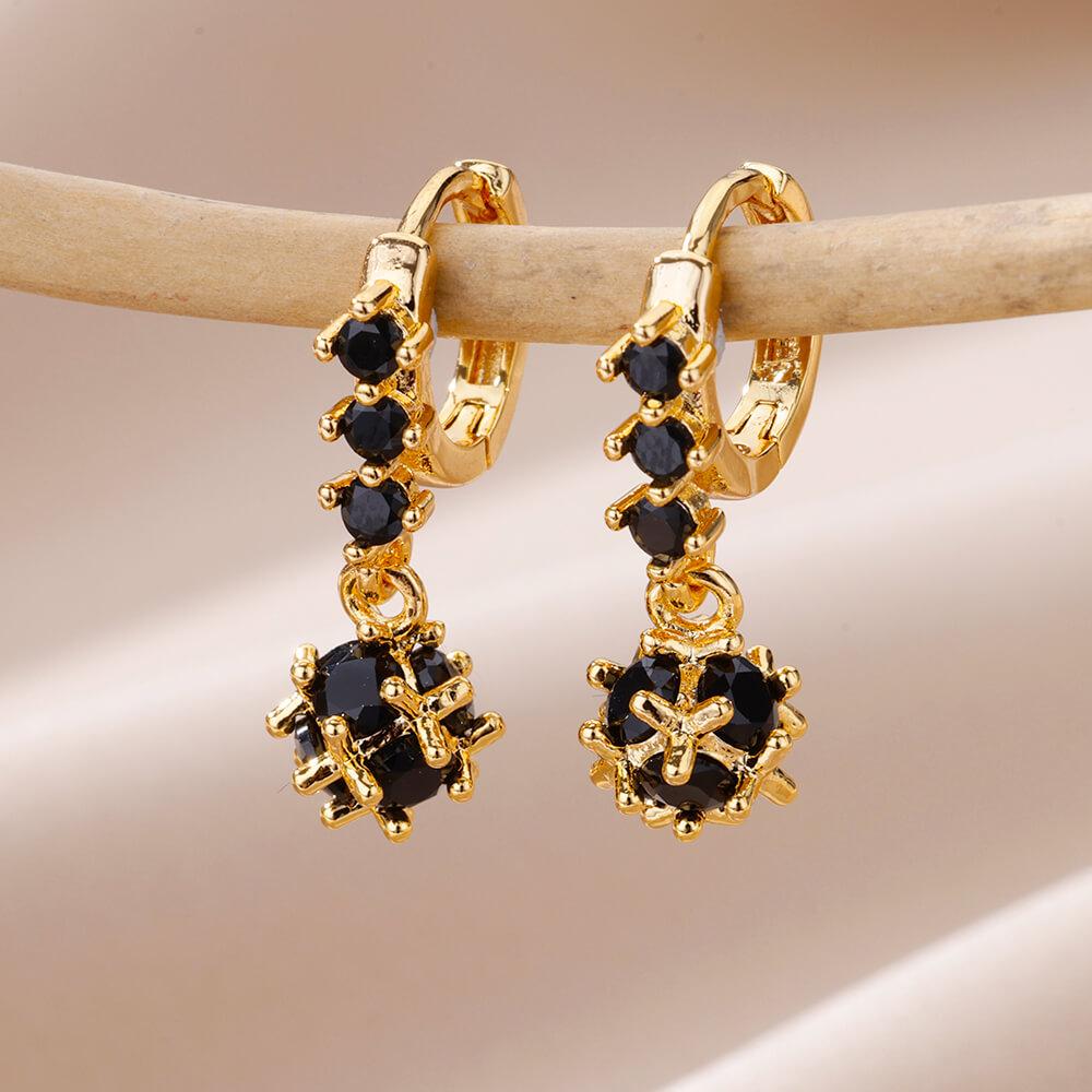 Stainless Steel Green Zircon Ball Dangle Earrings For Women Spherical Earring  Trending Luxury Wedding Jewelry