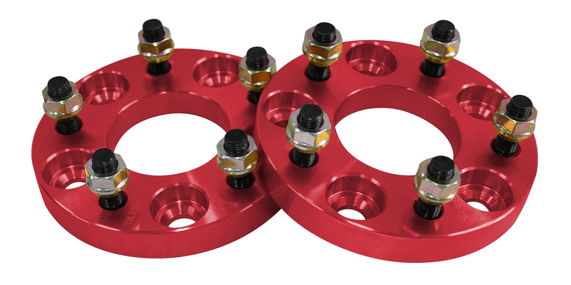 Durax Wide Tread Spacers, Set of 2, PCD 114.3 / 5H / M12 x P1.5 / 20mm Thickness, Red, SPR0220