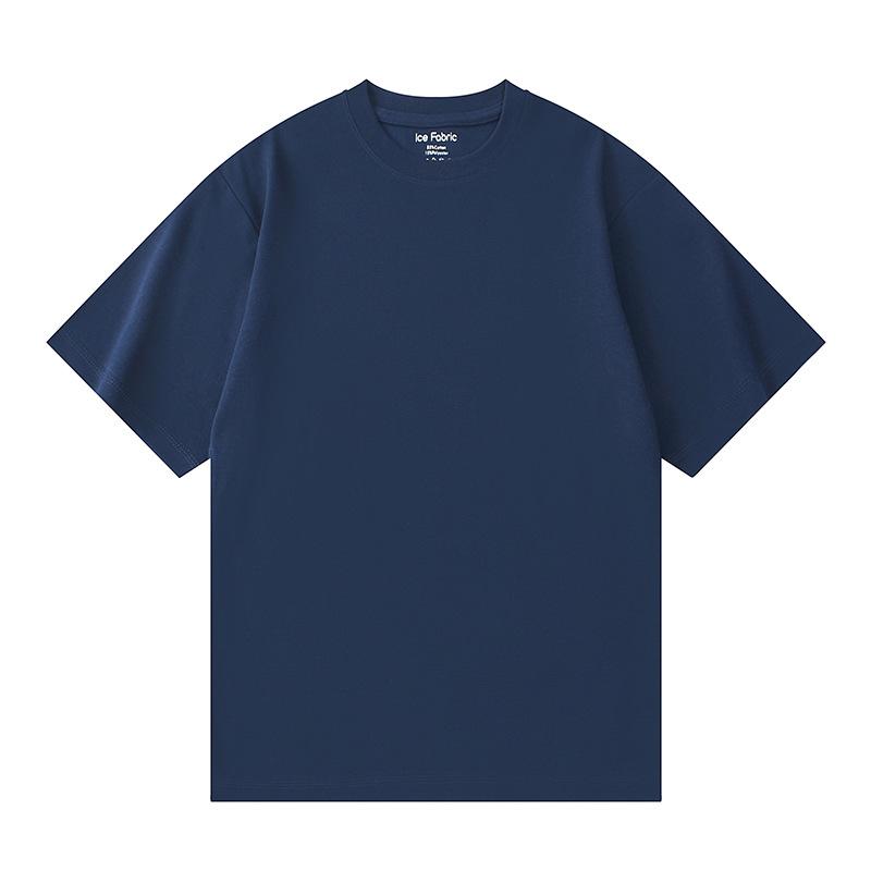 40 Cool Feeling Anti-wrinkle Three-pin One Tone Base Short-sleeved T-shirt for Men and Women