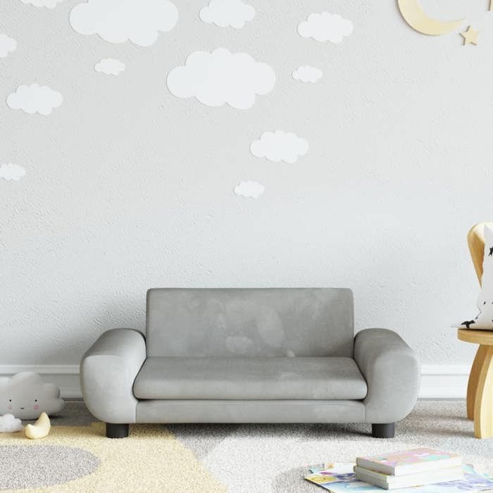 VidaXL Canapé pour enfants gris clair 70x45x33 cm velours, mini canapé, mini canapé-chaise, mini canapé pour enfants, canapé 3196387