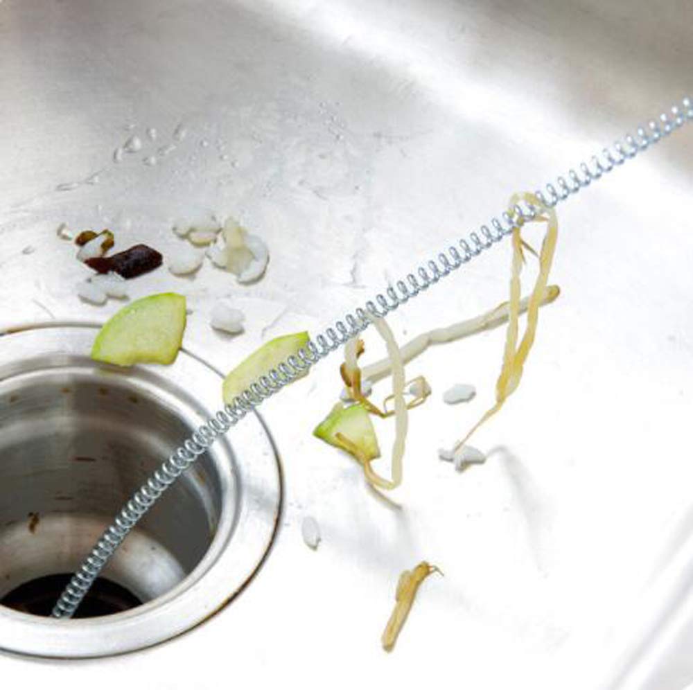 HJ Pipe Cleaner, Spiral Type, Removes Hair and Clogs, Clears Clogs, Wire, Long Type, for Drains, Drains, Sinks, and Bathrooms