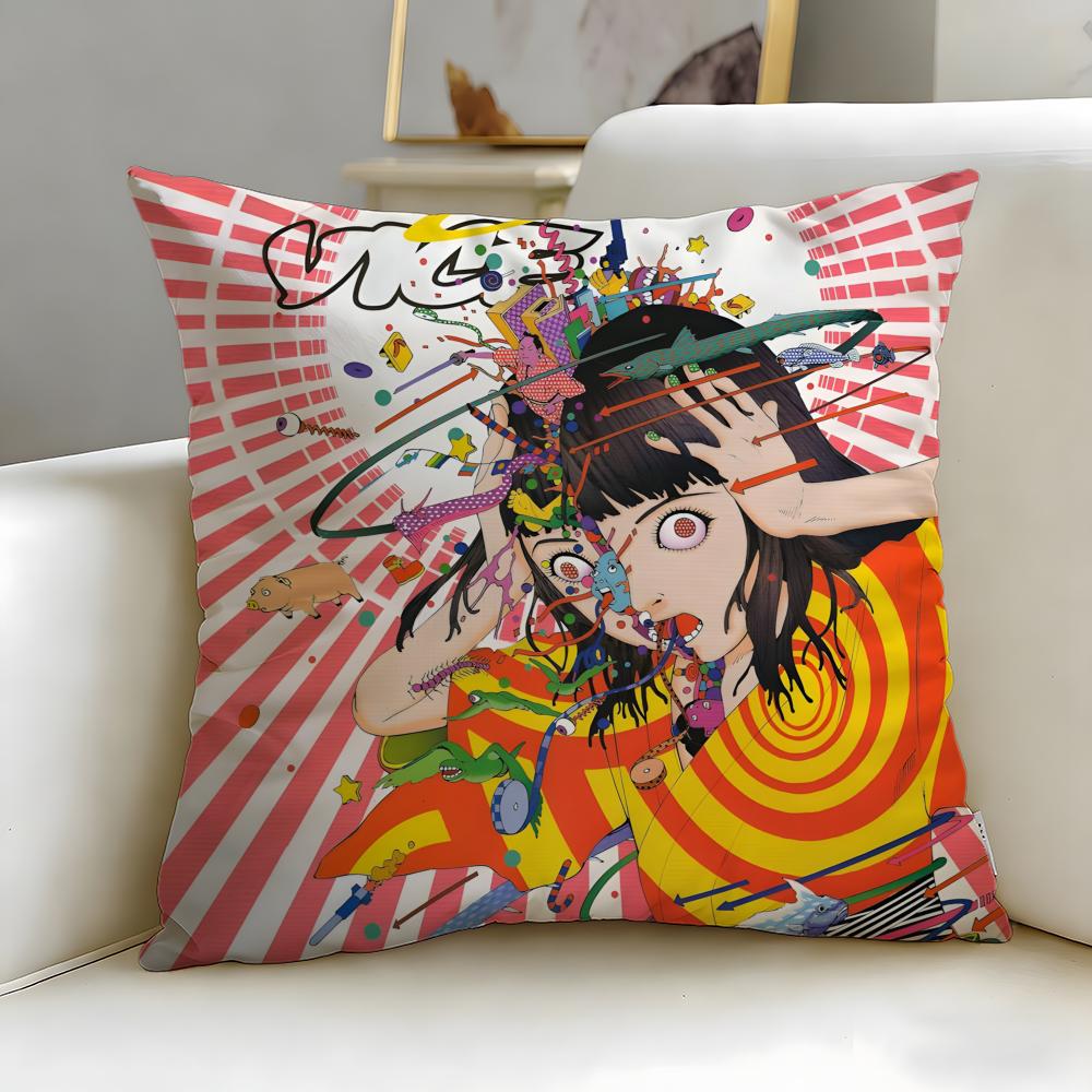 Classic Manga Artist Shintaro Kago Cushion Cover Soft & Easy-Wash Pillow Case – Versatile for Couch, Bed, Travel and Office