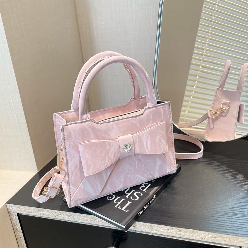 Fashion Bow One Shoulder Handbag Women's Trendy New Trend Crossbody Bag Simple Women's Bag Small Square Bag Women's