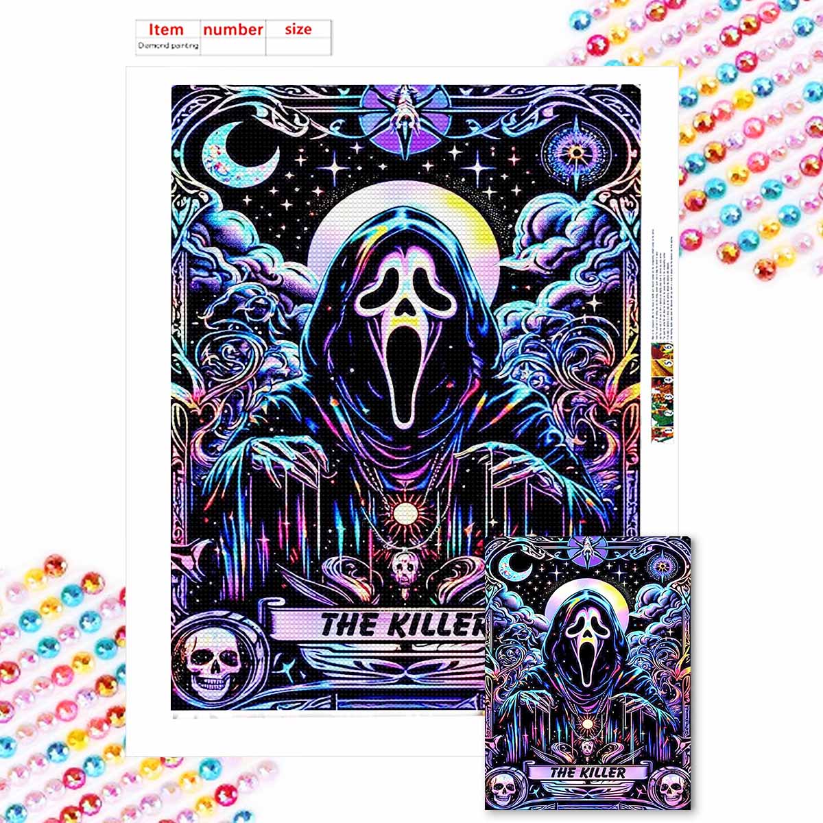 

Полная круглая алмазная живопись Скелет Призрак Искусство Стразы Картина Мозаика DIY 5D Вышивка крестом Домашнее украшение Round 20x30cm