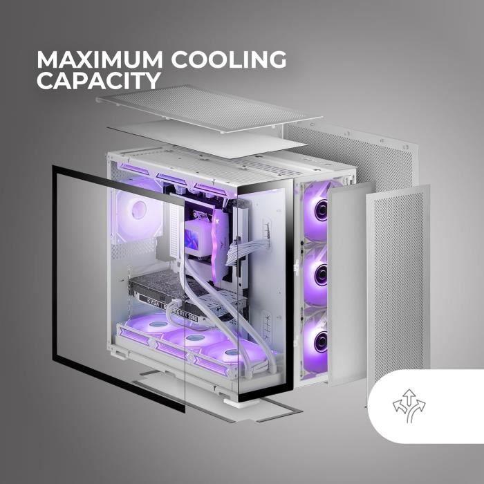 Boîtier gaming - mars gaming - mc-nova2 - e-atx - double verre trempé - refroidissement liquide