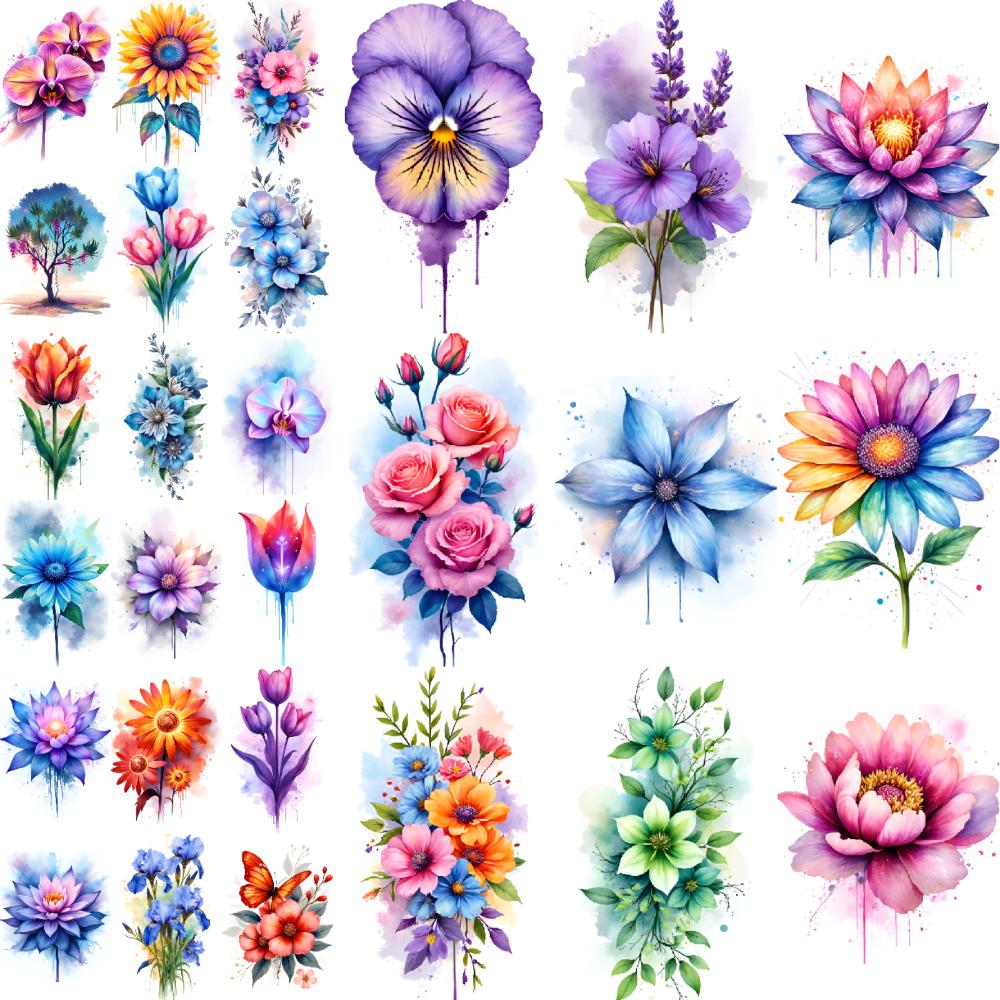 9 Stück Temporäre Tattoos Temporäre Tattoo-Aufkleber Blaue Blumen Schmetterling Rose Für Mädchen Damen Brust