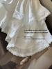2026 New Irregular White Lace Trim Patchwork Cake Skirt: High Waist, Fluffy, Short Women's Skirt