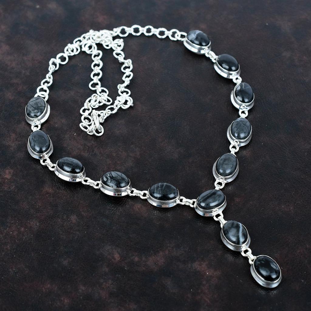 Picasso Jasper necklace 925 sterling silver necklace adjustable chain necklace handmade jewelry natural gemstone necklace anniversary gifts