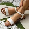Fashion Women's Casual Flat Sandals Braided Design Popular Brown Color Comfortable Shoes for Everyday Wear