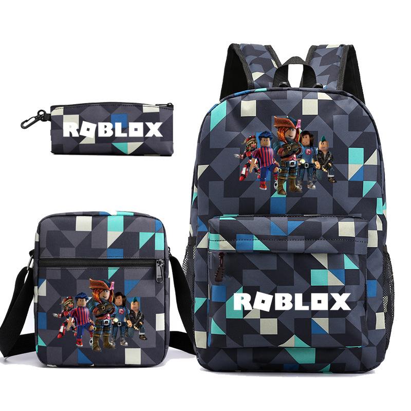 Large Capacity Schoolbag with Shoulder Strap; Student Three-piece Pencil Case Set