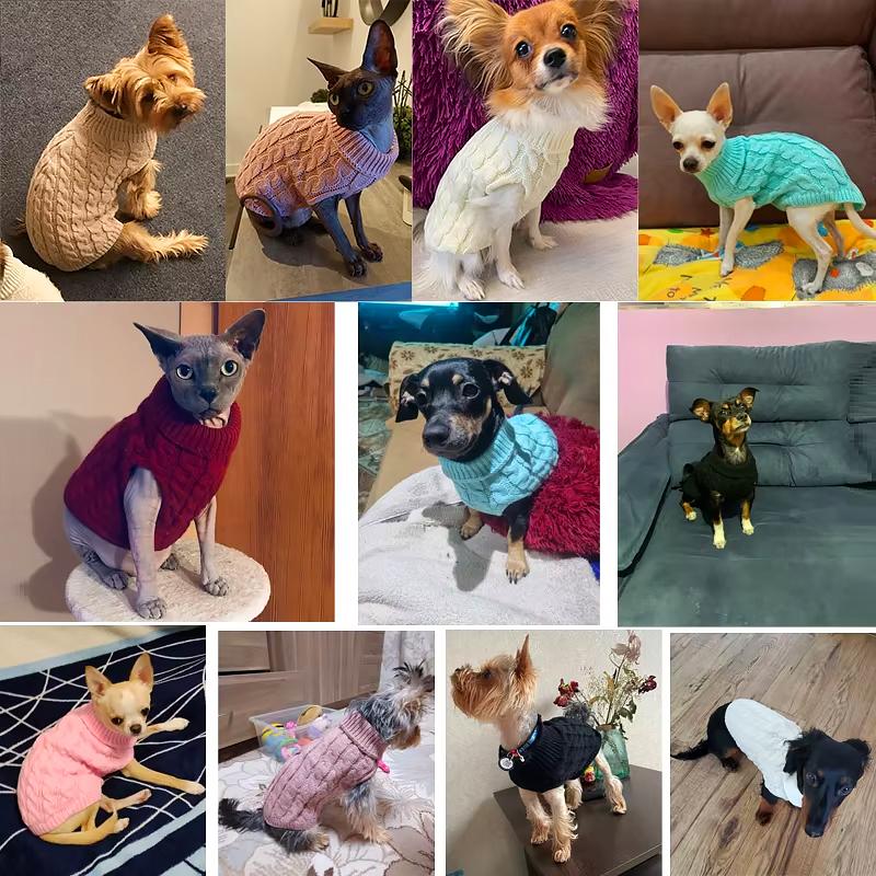 1PC Dog Clothes Comfortable Pet Knitted Sweaters Puppy Cat Clothes Cute Suitable for Petite Sizes Lovely Multicolor