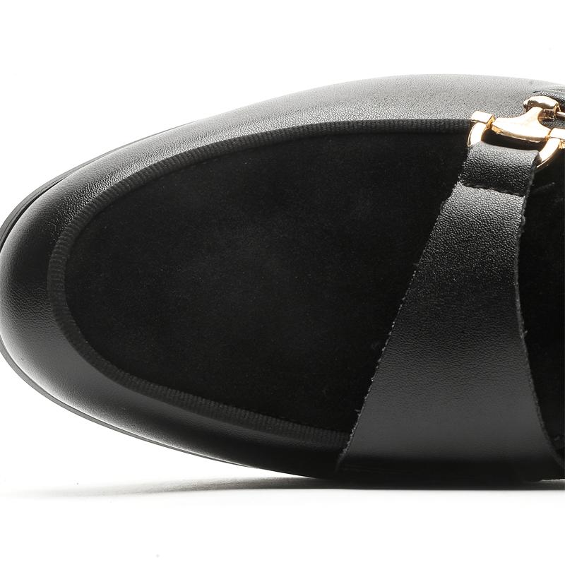 Hight Quality Summer New British Street Style Leather Mules For Men's Black White Hombre Daily Outdoor Dress Slippers Big Size