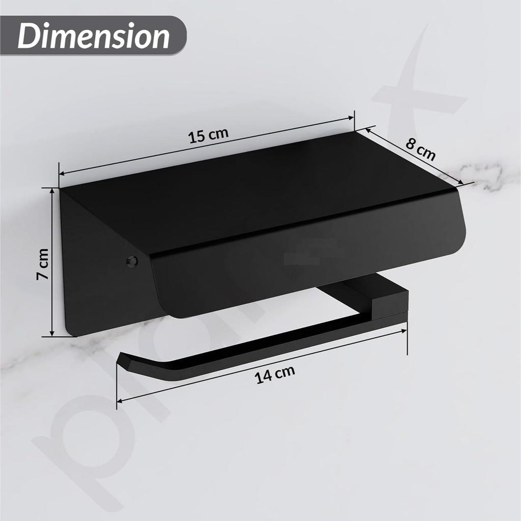 Stainless Steel Toilet Paper Holder with Mobile Stand/Toilet Paper Roll Holder for Bathroom Accessories (Matt Black)