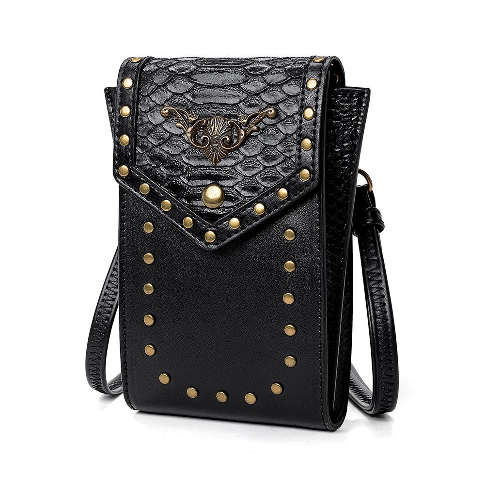Women's Steampunk Snake-patterned Outdoor Women's Single-shoulder Bag, Crossbody Phone Bag, PU Lipstick Small Bag