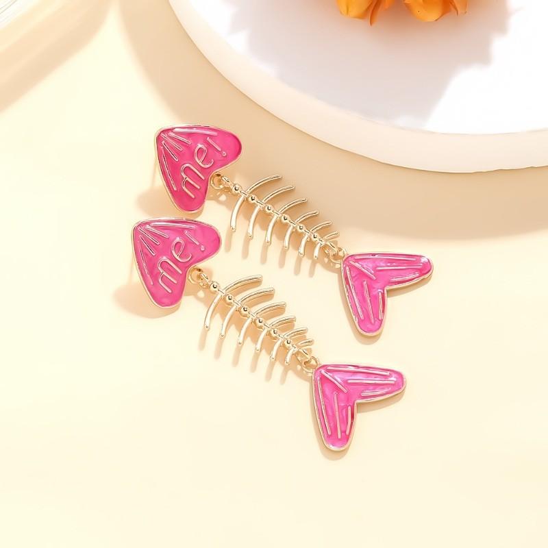 Pinkdudu Vintage Exaggerated Fish Bone Zinc Alloy Earrings Drip Oil Drop Earrings Women Jewelry PD2390
