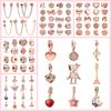 Diy Jewelry Gifts Sparkling Rose Gold Series Charms Safety Chain Bow Love Hearts Daisy Flower Beads Fit Original Bracelets