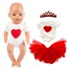 Set of 3 Birthday Doll Pink Clothing Accessories Including Skirt Romper Headband for 43cm / 17Inch Newborn Baby Doll (No Doll)