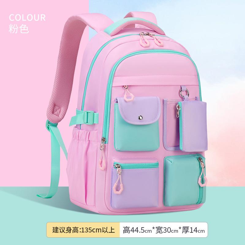 Large-capacity Candy Color Schoolbag Primary School Students Wear-resistant Backpack Simple Multicolored Casual Backpack Book