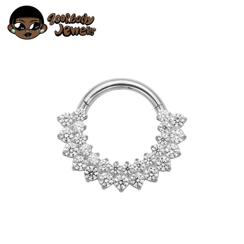 

ASTM F136 Titanium Clicker Septum Nose Ring Piercing CZ Daith Earring Hoop Front Facing Hinged Segment Luxury Body Jewelry New 16G 1.2x8mm&Hoop&Nose Rings & Studs&Ears
