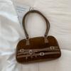 2025 Autumn/Winter New Style Korean Versatile Bowling Underarm Bag Suede Retro Shoulder Bag Square Handbag Korean Style Simple