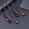 Rainbow Eye Obsidian Bead Pendant Round Ball Crystal Necklace Adjustable Rope Natural Crystal  Stone Souvenir Gifts