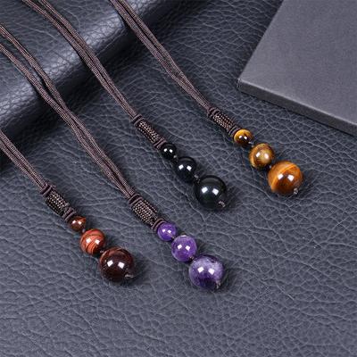 Regenbogen-Obsidian-Perlen-Anhänger Runde Kugel Kristall-Halskette Verstellbares Seil Natürlicher Kristallstein Souvenir-Geschenke