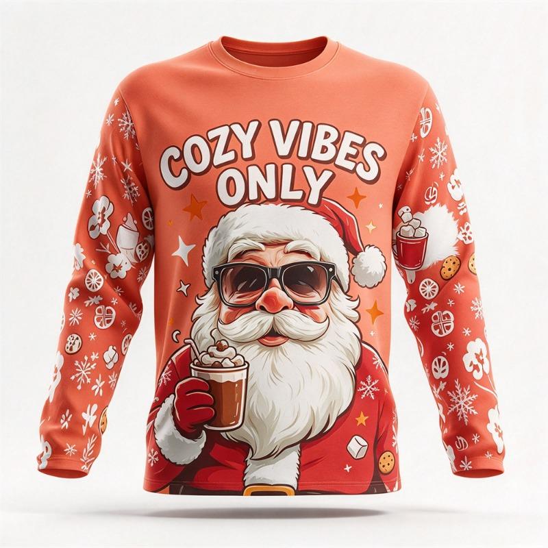 Autumn Winter Christmas Long Sleeved T-shirt Snowman Print Cotton Comfort Tees Funny Xmas Festival Party Top Casual Gift for Men