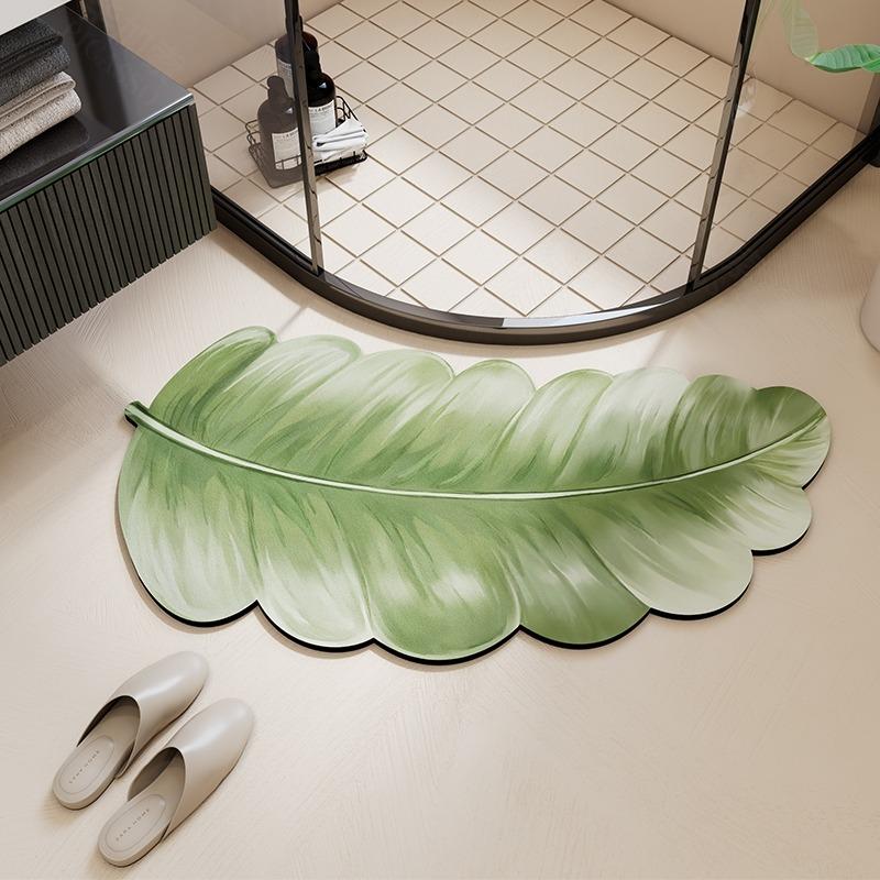 Bathroom Floor Mat Water-absorbing Non-slip Wash-free Carpet Curved Minimalist Beige Bathroom Rug Door Home Decoration Foot Mat