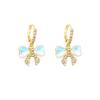 Luxury High-End Laser Color Bow Earrings for Women, S925 Silver Needle with Super Flash Diamonds