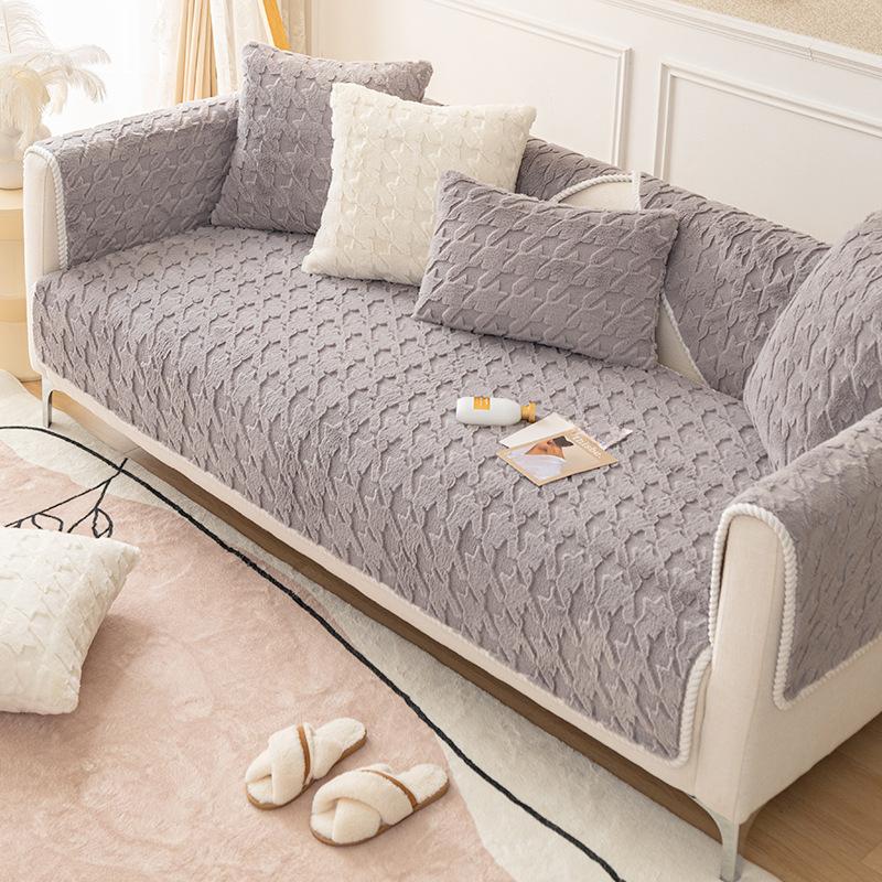 

Подушка для дивана, короткая плюшевая универсальная нескользящая подушка на четыре сезона, универсальный чехол для дивана с рисунком «гусиные лапки», тканевый чехол 70*70cm