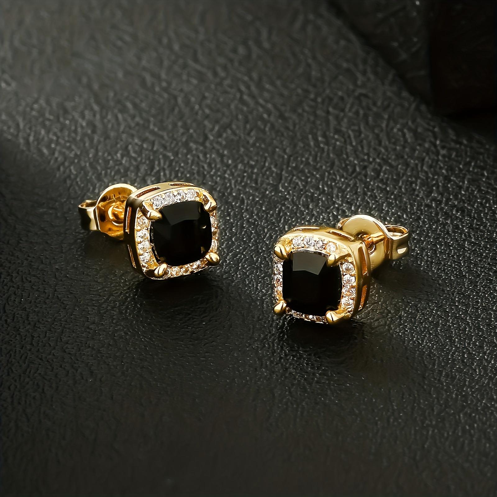 

1 Pair Elegant Square Stud Earrings, Synthetic Diamond Stainless Steel Post,CopperBase Non Magnetic,Unisex Fashion Jewelry Gift срібний