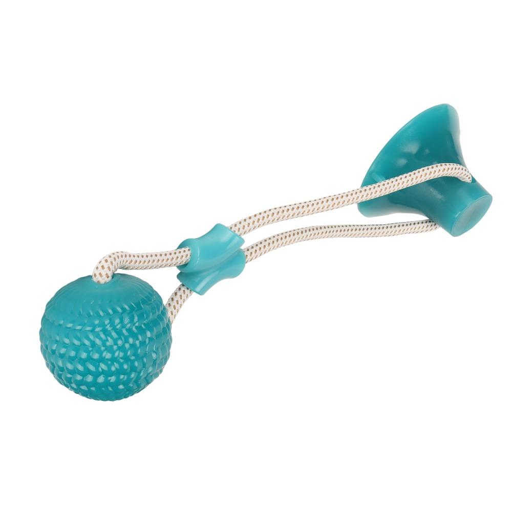 Green Spherical Suction Cup Dog Toy Braided Rope Self Play Pet Toy  Interactive Training
