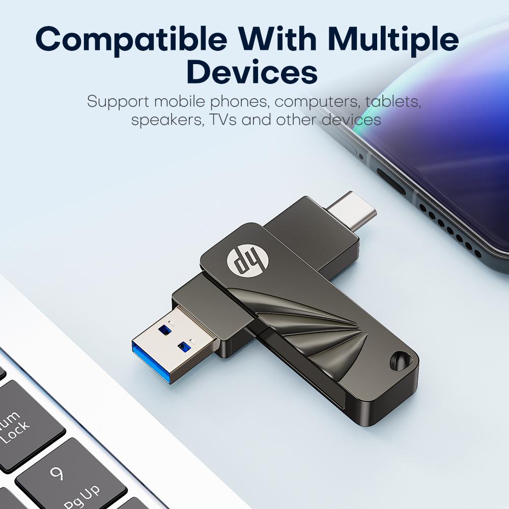 HP X762C USB3.2 OTG Type C Metal Usb Flash Drive 64GB/128GB/256GB for Pc Smartphone Tablet