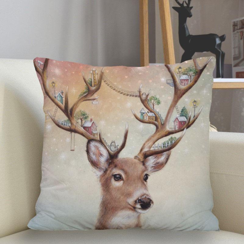 Bedroom Living Room Home Decor Cushion Cover Fantasy Fawn Art Pillowcase Square