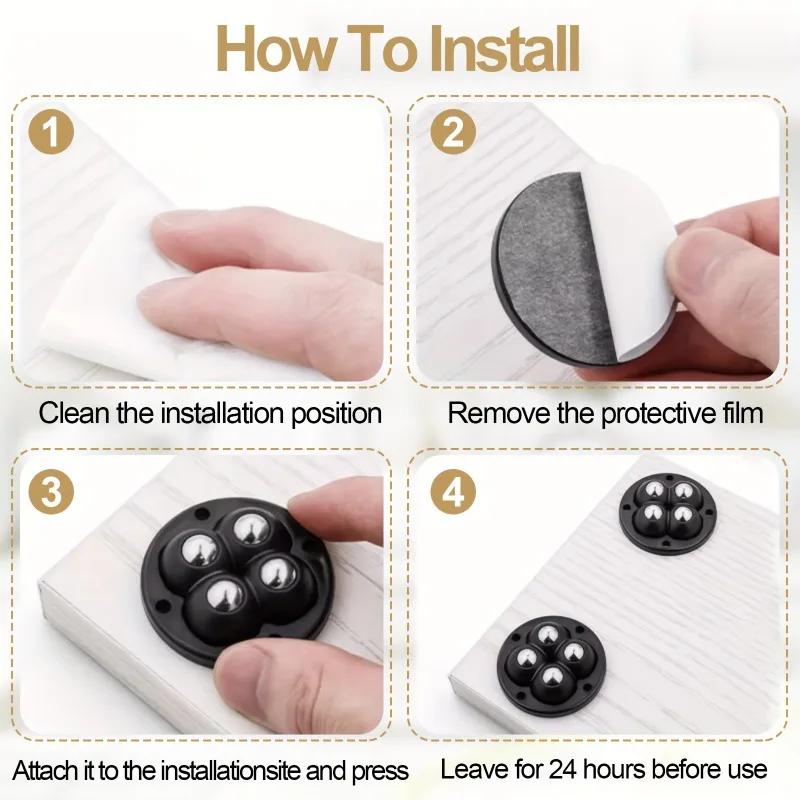 24Pack Self-Adhesive Mini Swivel Casters, 360° Rotatable Universal Wheels, Heavy-Duty Double Ball Bearings for Kitchen Applianc