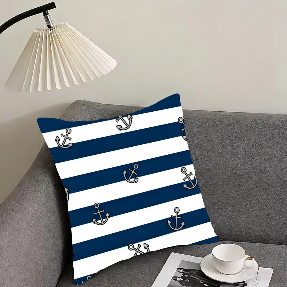 Ocean Sailor Line Texture Cushion Cover Reversible Plush Pillow Cover – For Car, Sofa, Bedroom, Perfect As a Gift.