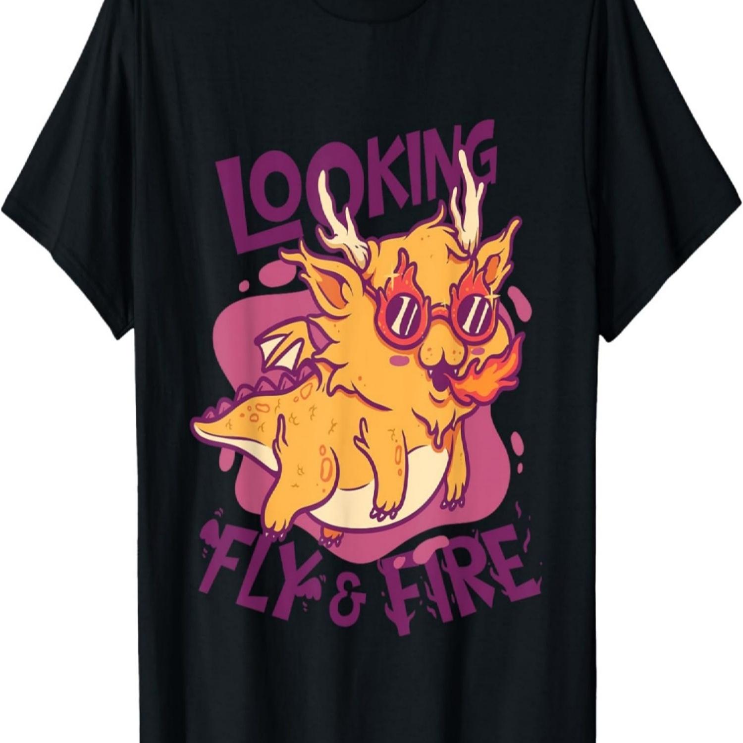 

Dragon Shirt for Fashion Dragon Lover Looking Fly and Fire T-Shirt S чёрный