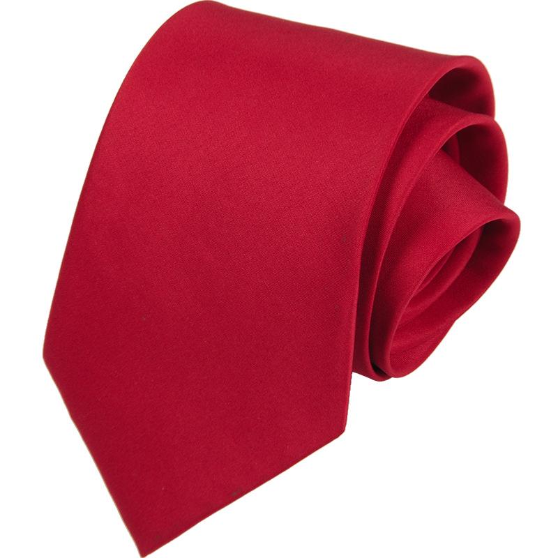 Men's Business Formal Handmade Solid Black 8cm Tie, Professional Attire, Red Wedding Tie