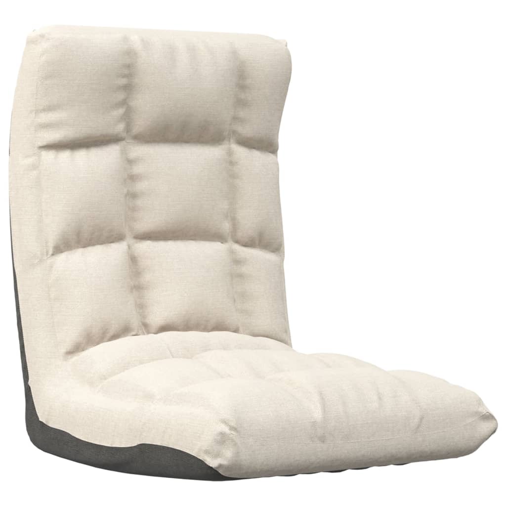 Floor Chair Foldable Cream Fabric