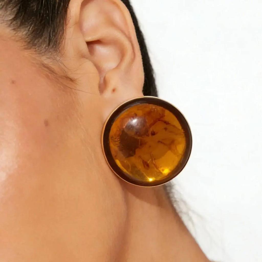 SHIXIN Vintage Geometrické Náušnice Studs s Gradientní Pryskyřicí pro Ženy Módní Minimalistické Kulaté Piercingové Náušnice Barvy Karamelu