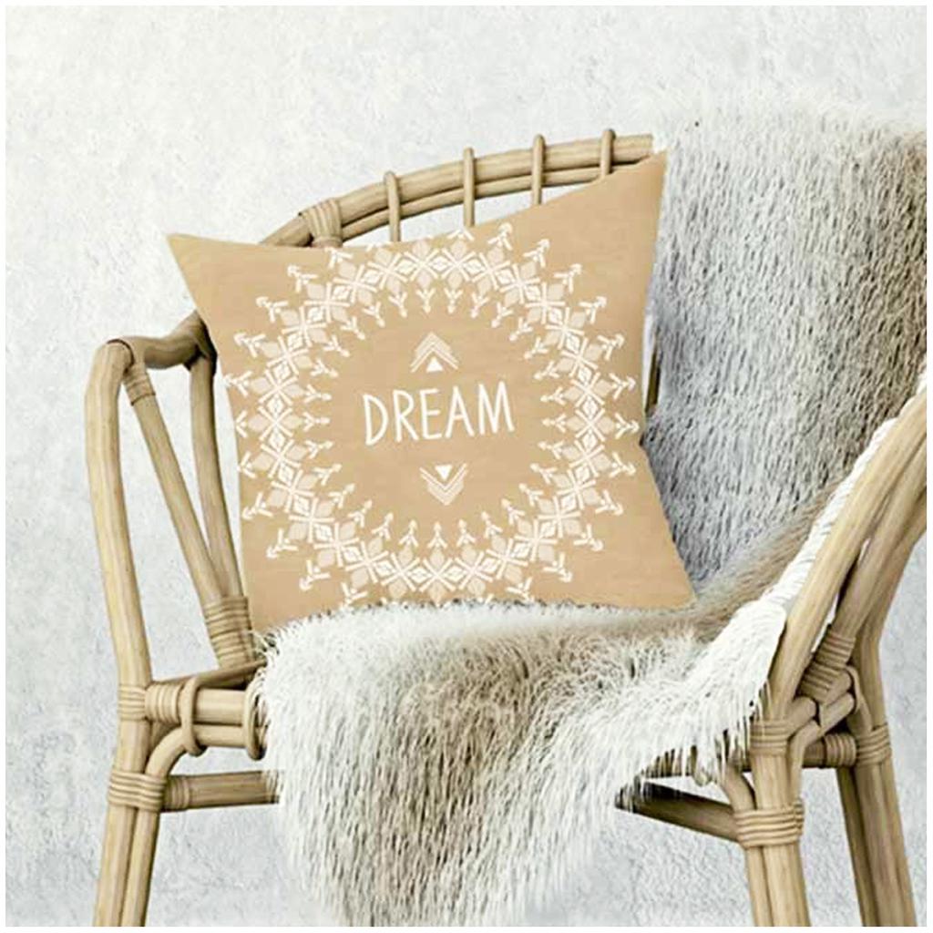 Les Trésors De Lily [Q4332] - Cotton Cushion Cover 'Boho' Taupe (dream) - 40x40 Cm