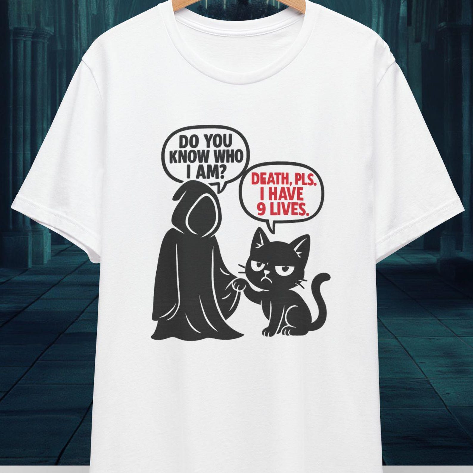 Funny Cat Nine Lives T-Shirt | Sarcastic Kitten Lover Gift 3XL